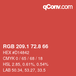 Farbcode: RGB 209.1 72.8 66 | qconv.com