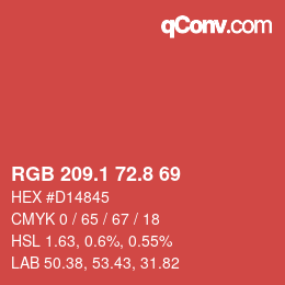 カラーコード: RGB 209.1 72.8 69 | qconv.com