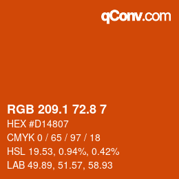 カラーコード: RGB 209.1 72.8 7 | qconv.com