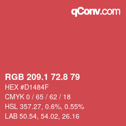 カラーコード: RGB 209.1 72.8 79 | qconv.com