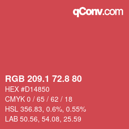 カラーコード: RGB 209.1 72.8 80 | qconv.com