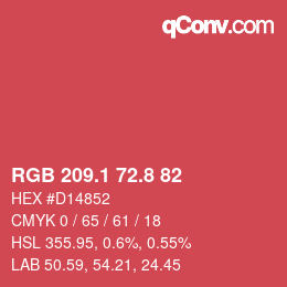 カラーコード: RGB 209.1 72.8 82 | qconv.com