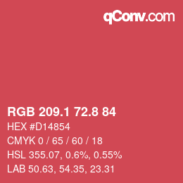 カラーコード: RGB 209.1 72.8 84 | qconv.com