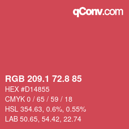 カラーコード: RGB 209.1 72.8 85 | qconv.com