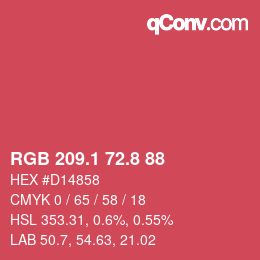 カラーコード: RGB 209.1 72.8 88 | qconv.com