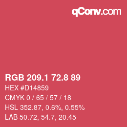 カラーコード: RGB 209.1 72.8 89 | qconv.com