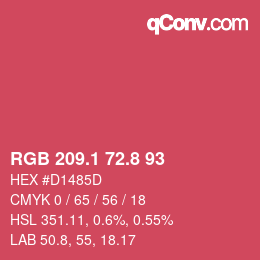 カラーコード: RGB 209.1 72.8 93 | qconv.com