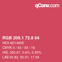 カラーコード: RGB 209.1 72.8 94 | qconv.com
