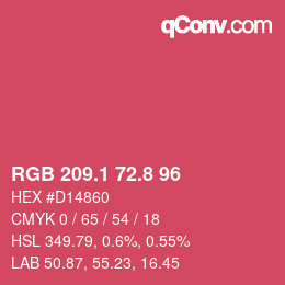 カラーコード: RGB 209.1 72.8 96 | qconv.com