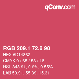 カラーコード: RGB 209.1 72.8 98 | qconv.com
