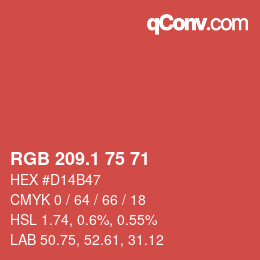 カラーコード: RGB 209.1 75 71 | qconv.com