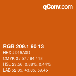 カラーコード: RGB 209.1 90 13 | qconv.com