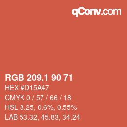 カラーコード: RGB 209.1 90 71 | qconv.com