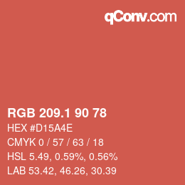カラーコード: RGB 209.1 90 78 | qconv.com