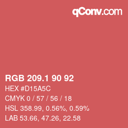 カラーコード: RGB 209.1 90 92 | qconv.com