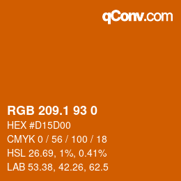 カラーコード: RGB 209.1 93 0 | qconv.com