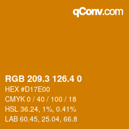 カラーコード: RGB 209.3 126.4 0 | qconv.com