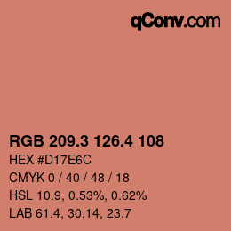 カラーコード: RGB 209.3 126.4 108 | qconv.com