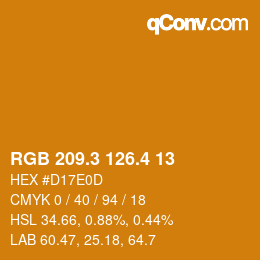カラーコード: RGB 209.3 126.4 13 | qconv.com