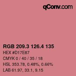 カラーコード: RGB 209.3 126.4 135 | qconv.com