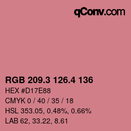 カラーコード: RGB 209.3 126.4 136 | qconv.com