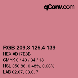 カラーコード: RGB 209.3 126.4 139 | qconv.com