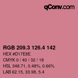 カラーコード: RGB 209.3 126.4 142 | qconv.com
