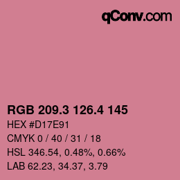 カラーコード: RGB 209.3 126.4 145 | qconv.com