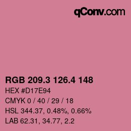 カラーコード: RGB 209.3 126.4 148 | qconv.com