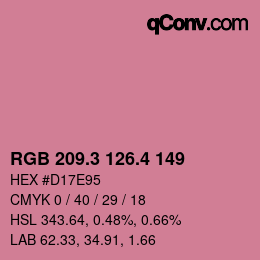 カラーコード: RGB 209.3 126.4 149 | qconv.com