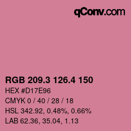 カラーコード: RGB 209.3 126.4 150 | qconv.com
