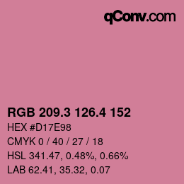 カラーコード: RGB 209.3 126.4 152 | qconv.com
