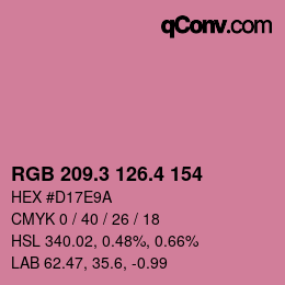 カラーコード: RGB 209.3 126.4 154 | qconv.com