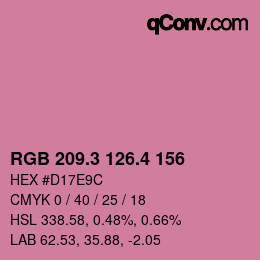 カラーコード: RGB 209.3 126.4 156 | qconv.com
