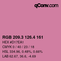カラーコード: RGB 209.3 126.4 161 | qconv.com