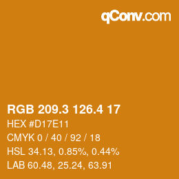 カラーコード: RGB 209.3 126.4 17 | qconv.com