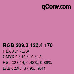 カラーコード: RGB 209.3 126.4 170 | qconv.com
