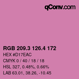 カラーコード: RGB 209.3 126.4 172 | qconv.com