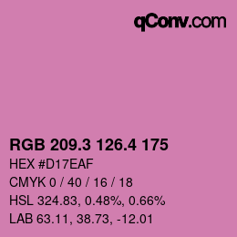 カラーコード: RGB 209.3 126.4 175 | qconv.com