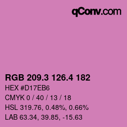 カラーコード: RGB 209.3 126.4 182 | qconv.com