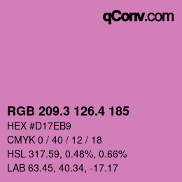 カラーコード: RGB 209.3 126.4 185 | qconv.com
