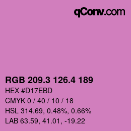カラーコード: RGB 209.3 126.4 189 | qconv.com