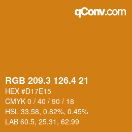 カラーコード: RGB 209.3 126.4 21 | qconv.com