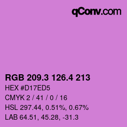 カラーコード: RGB 209.3 126.4 213 | qconv.com