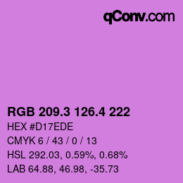 カラーコード: RGB 209.3 126.4 222 | qconv.com