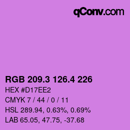 カラーコード: RGB 209.3 126.4 226 | qconv.com