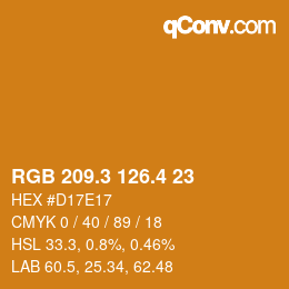 カラーコード: RGB 209.3 126.4 23 | qconv.com