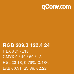 カラーコード: RGB 209.3 126.4 24 | qconv.com