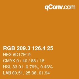 カラーコード: RGB 209.3 126.4 25 | qconv.com