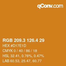 カラーコード: RGB 209.3 126.4 29 | qconv.com